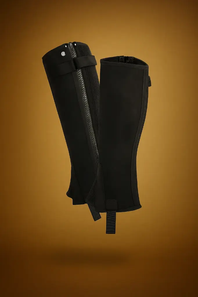 Premium Black Leather Riding Half Chaps