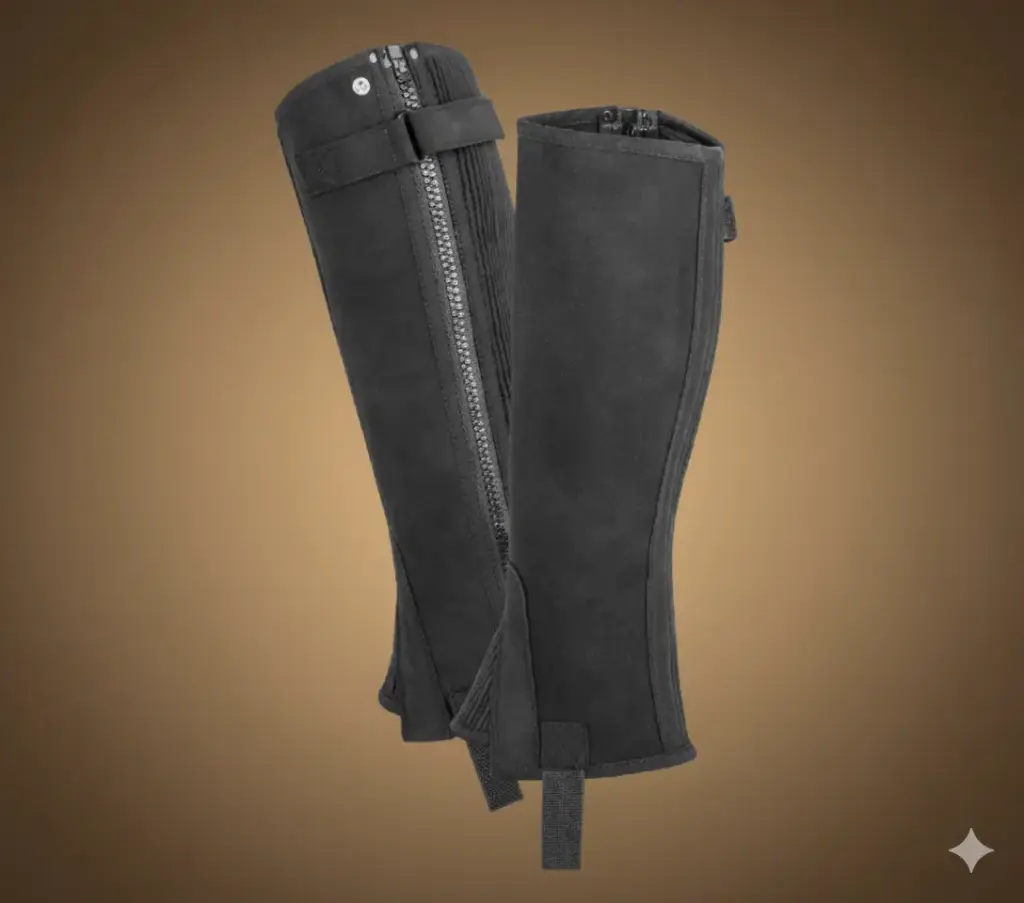 Premium Black Leather Riding Half Chaps