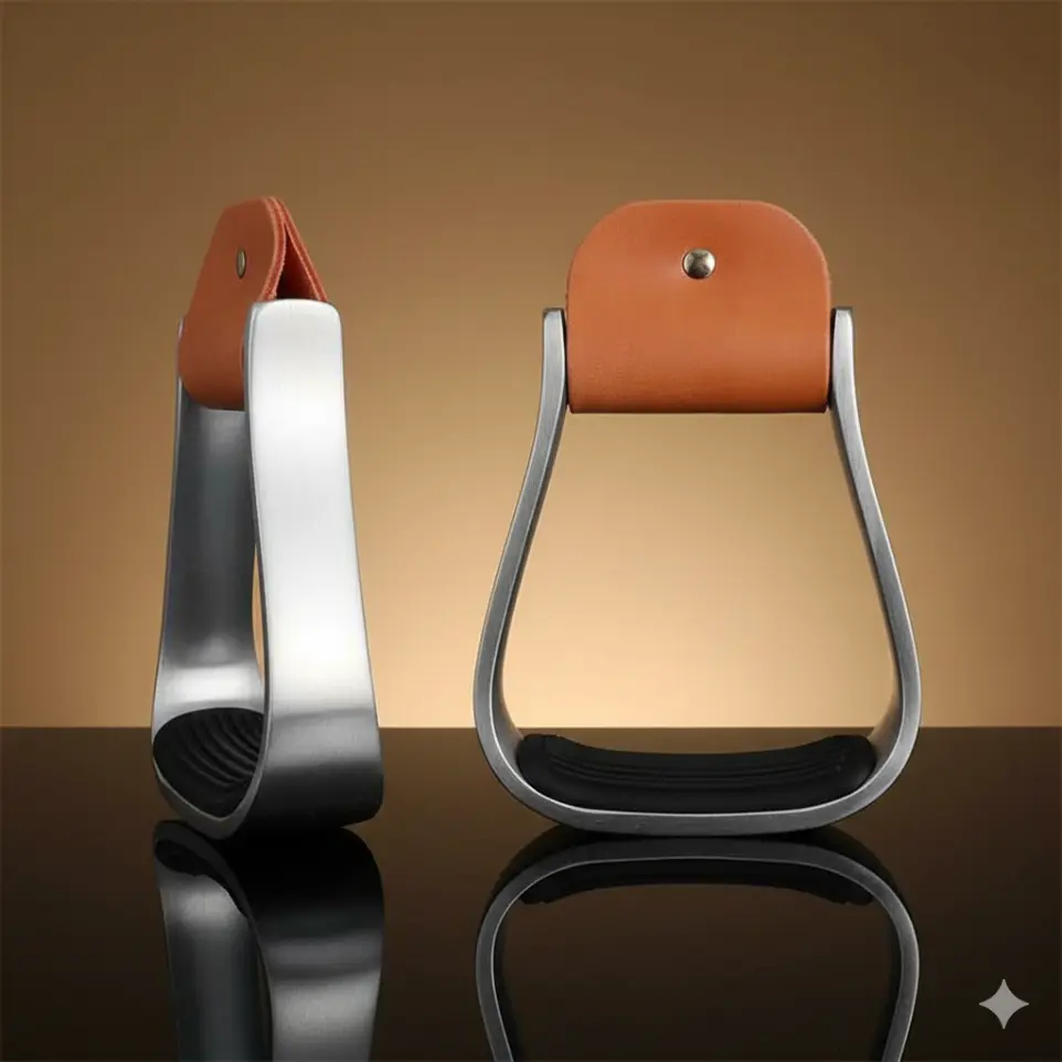 Stainless Steel Horse Stirrups with Leather Top